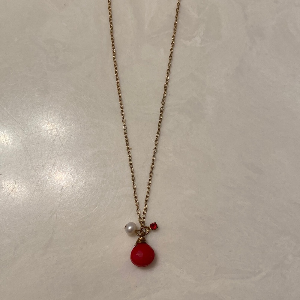 Red Pendant Gold Necklace